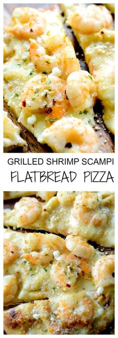 grilled shrimp scampi flatbread pizza is an easy and delicious appetizer