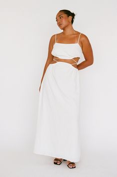 *THIS IS A FINAL SALE ITEM and cannot be returned. See our Returns Policy here The ultimate resort style Zinnie Midi Skirt is made from a lightweight linen blend fabric in white. It features a tie detail at waist, super low slung back waist and flowy midi length skirt. Get the look with the Zinnia Tie Top! Designed exclusively by Sabo. Chic White Maxi Skirt For Beach, Chic White Maxi Skirt For The Beach, White Summer Maxi Skirt For Brunch, Cotton Maxi Skirt For Summer Brunch, Chic Cotton Maxi Skirt For Vacation, Flowy White Linen Maxi Skirt, Linen Maxi Skirt For Summer Beach, White Linen Maxi Skirt For Summer, Vacation Vibes