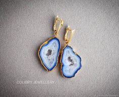 Earrings with blue agates. A gift to your beloved, girlfriend, colleague Natural Earrings, Nature Earrings, Gifts, Blue