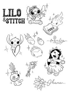 an image of tattoos with the name lilo and stitch