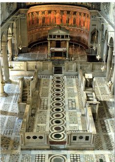 an aerial view of the inside of a church