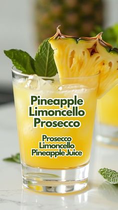 pineapple limoorello proseco with mint garnish