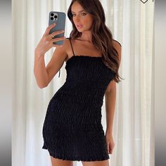 Textured Mini Dress -Never Worn Doesn’t Fit Me -Size 4 (S) Concert Dresses, All Black Dresses, Brunch Dress, Princess Polly Dresses, Pink Formal Dresses, Dress Slim, Polly Dress, Corsets And Bustiers, Long Sleeve Tops Casual