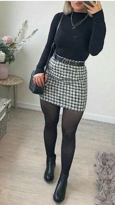 Trendy Outfits 2020, Outfits Skirt, Outfits Dressy, Winter Skirt Outfit, Stylish Winter Outfits, Chique Outfits, Outfits Black, Trendy Fall Outfits, Winter Skirt