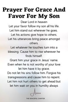 a prayer for grace and favor for my son