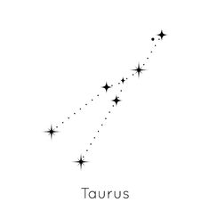 the zodiac sign taurus is drawn in black ink on a white background with stars