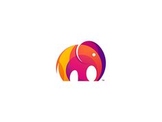 an elephant logo is shown on a white background and it looks like the shape of a rainbow