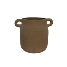 a brown clay pot with two handles