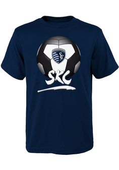 Your future Sporting Kansas City will be ready for the game with this Sporting Kansas City Youth Navy Blue Short Sleeve Tee. This Slogan Ball T-Shirt features a screenprint. Sporting Kansas City, Navy Blue Shorts, Kansas City, Kansas, Short Sleeve Tee, Navy Blue, Mens Graphic Tshirt, Fan, Navy