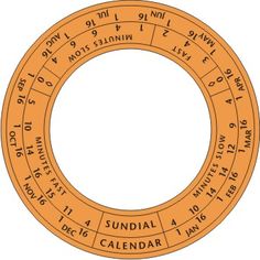 an orange circular calendar with numbers and times