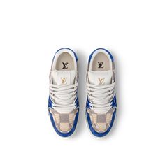 LOUIS VUITTON® - Lv Trainer Sneaker - Blue Lv Trainer Sneaker, Lv Print, Louis Vuitton Official Website, Vintage Basketball, Basket Vintage, Heart Shoes, Heart Clothes, Lv Shoes, Green Sneakers