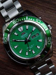 Japanese Watch, Orient Watch, Fancy Watches, Green Watch, Big Watches, Luxury Watch Brands, Vintage Watches For Men, Waterproof Watch, Watch For Men