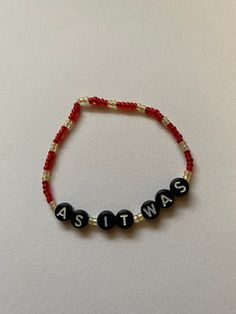 harry styles fan? show your love for as it was with this red and yellow bracelet!  -- Keep your jewelry away from water and sunlight to help the colors last longer! --  Thank you for your support!! -- Rae As It Was Bracelet, Customized Red Beaded Bracelets As Gift, Customized Red Wristband For Friendship, Customized Red Beaded Bracelet For Gift, Customized Red Wristband For Gift, Customized Red Casual Jewelry, Casual Red Personalized Name Bracelet, Customized Casual Red Jewelry, Casual Customized Red Jewelry