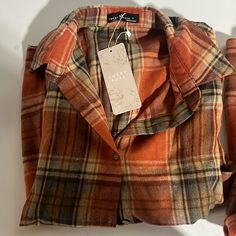 Emery Rose Women’s Flannel Two Sizes, Small And Xl. Brand New With Tags Smoke Free Home Fast Shipping Bundle And Save Fall Flannel, Flannel Women, Shein Tops, Flannel Shirt, Color Orange, Button Down Shirt, Womens Tops, Fashion Outfits, Brand New