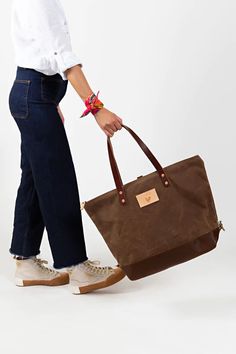 Field Tan Wax Canvas Adventure Tote – Meanwhile Back on the Farm Wax Canvas, Lynchburg Virginia, Waxed Canvas Bag, English Bridle, Canvas Bags, Creating Characters, Key Clip, Dark Denim Jeans, On The Farm