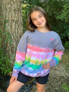 This Super cozy, rainbow tie dye crew neck sweatshirt with a heart patch will be your new favorite.  Each collection is limited edition, so once they are gone, they are gone!  Perfect for  cool summer nights, chilly winter mornings and everything in between.  Wear them to school, yoga, on weekend outings, or perfect for a day lounging around the house.  Get one for yourself and your mini-me.  Also makes for perfect gifts! Spring Tie Dye Relaxed Fit Sweatshirt, Multicolor Crew Neck Sweatshirt For Loungewear, Trendy Multicolor Relaxed Fit Sweatshirt, Playful Multicolor Spring Sweatshirt, Casual Rainbow Crew Neck Sweatshirt, Rainbow Cotton Crew Neck Sweatshirt, Trendy Tie-dye Sweatshirt For Loungewear, Trendy Tie Dye Sweatshirt For Loungewear, Trendy Tie Dye Cotton Sweatshirt