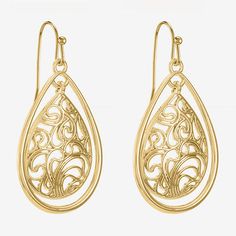 Intricate filigree fills these drop earrings to give them a sense of the exotic.Metal: Silver-tone metalJewelry photos are enlarged to show detail.Included: 1 Pair of EarringsEarring Back: WireMetal Color: Gold ToneEarring Length: 80mmCare: Wipe CleanEarrings Style: Drop EarringsMetal: ZincCountry of Origin: Imported Filigree Teardrop Chandelier Earrings, Teardrop Filigree Chandelier Earrings, Metal Teardrop Filigree Earrings, Ornate Filigree Teardrop Dangle Earrings, Formal Filigree Teardrop Earrings, Elegant Filigree Teardrop Drop Earrings, Intricate Design Teardrop Metal Earrings, Elegant Teardrop Earrings With Intricate Design, Intricate Teardrop Metal Earrings