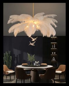 "Elevate your space with our stunning Feather Light Pendant Lamp! This colorful LED chandelier adds a touch of whimsy and elegance to living rooms, bedrooms, and dressers. Illuminate your décor with these vibrant hanging lights today." Farmhouse White, Fitted Bedrooms, Chandelier Modern, Decorative Ceiling