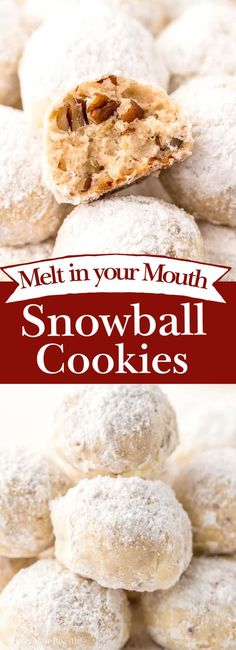 a pile of snowball cookies sitting on top of each other