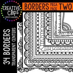 the borders mega two pack is shown in black and white, with an orange border