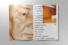 an open magazine with pictures of older men