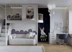 a bedroom with white furniture and decor in it