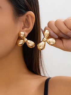 High Waisted Loose Pleated Pockets Split-Joint Pants Trousers Gold Flower Earrings For Spring, Gold Flower Earrings For Spring Party, Spring Gold Metal Flower Earrings, Spring Gold Flower Earrings, Gold Flower-shaped Earrings For Spring, Spring Gold Flower-shaped Earrings, Trendy Gold Earrings For Spring, Gold Earrings For Spring Party, Spring Party Gold Earrings