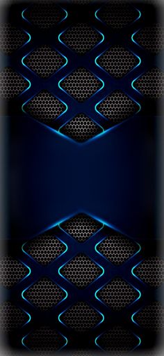 an abstract background with blue lights and metal meshes on the bottom, in two different angles