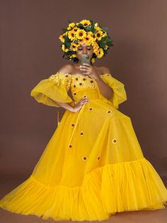 Custom made Sunflower Garden dress – Oyemwen Spring Garden Party Tulle Dress, Yellow Tulle Dress For Spring, Spring Yellow Tulle Dress, Summer Floor-length Dress With Floral Applique, Floor-length Floral Applique Dress For Summer, Summer Tulle Dress With Floral Applique, Summer Tulle Dress With Floral Embroidery, Summer Floral Embroidered Tulle Dress, Spring Organza Maxi Dress