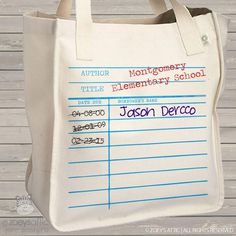 a tote bag with writing on it