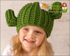 This listing is a PDF crochet pattern for a fun Saguaro Cactus hat that is perfect for children and adults of all ages. The design features a seamless hat crocheted in rounds with a realistic look of a Saguaro Cactus in bloom.  A great gift that is ideally suited for pictures, dress up or brighten up cold days. ~o~ This product is a digital product and is delivered as a PDF (12 pages). The skill level is easy to intermediate. The pattern is easy to follow. It is written in English using US croch Crochet Cactus Beanie Pattern Free, Cactus En Crochet, Cactus Hat, Cabled Hat Pattern, Lion Brand Wool Ease, Crochet Cactus, Cozy Hat, Saguaro Cactus, Knitting Supplies