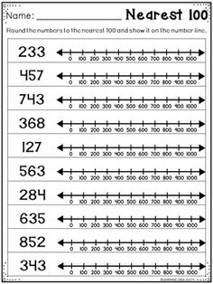 the number line worksheet for rounding numbers to 100 and counting from 1 - 10