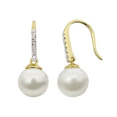 Adorn yourself in the timeless beauty of these PearLustre by Imperial freshwater cultured pearl and diamond accent drop earrings. Comes in a gift box.EARRING DETAILSLength: .85 in.Backings: fishhookMetal: 14k goldCULTURED PEARL DETAILSType: freshwaterShape: roundSize: 8-9 mmColor: whiteDIAMOND DETAILSTotal weight: less than 1/10 ct.Shape: roundColor grade: H-IClarity: I1Setting: prongImage(s) may be enlarged to show detail.Diamond weights are approximate. Diamond total weights may vary between . Timeless Pearl Earrings With Diamond Accents, Timeless Pearl Earrings With Diamond Accents As Gift, Luxury Pearl Earrings With Pave Setting For Formal Occasions, Elegant Formal Diamond Earrings With Pearl Drop, Elegant Formal Pearl Drop Diamond Earrings, Elegant Formal Diamond Pearl Drop Earrings, Elegant Gold Pearl Earrings Brilliant Cut, Elegant Gold Pearl Earrings With Brilliant Cut, Formal Fine Jewelry Pearl Earrings With Pave Setting