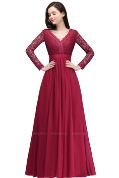 BMbridal Elegant A-line Chiffon Lace Long Sleeves Evening Dress | BmBridal Custom Made Prom Dress, Red Homecoming Dresses, Long Sleeve Evening Dresses, Stunning Wedding Dresses, Cheap Bridesmaid Dresses, Prom Dresses Online, Short Bridesmaid Dresses, Maxi Dress Formal, Summer Dress Outfits