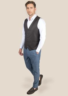 Indulge in timeless sophistication with our Sable Brown Twill Vest. This classic piece exudes elegance and luxury and is custom made from Super 120s pure merino wool to elevate your style. It's the perfect addition to your wardrobe. Fitted Timeless Outerwear In Suiting Fabric, Timeless Fitted Outerwear In Suiting Fabric, Elegant Winter Suits In Suiting Fabric, Elegant Wool Outerwear Custom Fit, Elegant Winter Outerwear In Suiting Fabric, Elegant Winter Fitted Suits, Classic Fitted Outerwear In Suiting Fabric, Elegant Custom Fit Outerwear For Fall, Fitted Classic Outerwear In Suiting Fabric