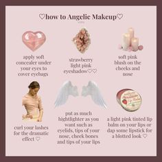 Makeup Advice Tips, How To Look Coquette, Angelcore Aesthetic Makeup, Simple Feminine Makeup, Angelic Aesthetic Makeup, How To Look Like An Angel, Coquette Glow Up, How To Look Angelic, Princess Makeup Ideas