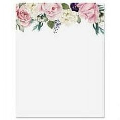 a white paper with pink flowers on it