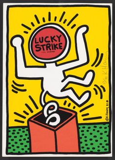 Keith Haring (1958-1990), Lucky Strike, 1987 Claes Oldenburg, Jasper Johns, Poster Shop, Roy Lichtenstein, Street Graffiti