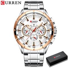 Color: White-box Mens Casual Watches, Mens Sport Watches, Military Watches, Blue Box, Men's Watches, Quartz Clock, Black Box, Stainless Steel Band, Nautilus