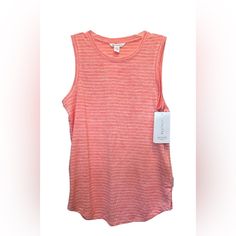 Elevate Your Activewear Game With This Athleta Breezy Tank. The Striped Pattern, Round Neckline, And Pullover Closure Make It A Versatile Addition To Your Wardrobe. Perfect For Any Occasion, This Sleeveless Tank Top Is Machine Washable And Features A Lightweight Design That Will Keep You Cool And Comfortable All Day Long. Ideal For Women Who Prefer A Regular Fit, This Tank Top Comes In A Small Size And Is Perfect For Those Who Love Activewear. With Its Breathable Material And Orange Color, This Athleisure Tops For Light Exercise In Spring, Casual Cotton Tank Top For Light Exercise, Casual Tank Top For Light Exercise In Summer, Spring Crew Neck Gym Tank Top, Casual Sleeveless Tops For Light Exercise, Spring Workout Tank Top With Crew Neck, Spring Workout Crew Neck Tank Top, Pink Casual Tank Top For Light Exercise, Casual Pink Tank Top For Light Exercise