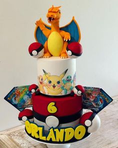 a birthday cake with pokemon characters on it