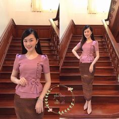 LAOS/THAI TRADITIONAL SILK BLOUSE SHIRTS - THAI TRADITIONAL CLOTHING AND DRESS Thai Silk Dresses Modern, Thai Traditional Clothing, Thai Silk Dresses, Myanmar Clothes, Thai Silk, Myanmar Dress Design, Myanmar Dress, Silk Dresses, Elegant Dresses Classy