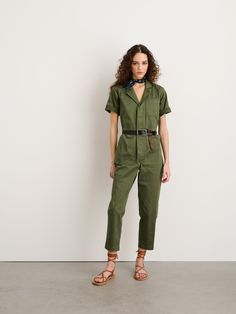 Standard Short Sleeve Jumpsuit – Alex Mill Roll Sleeves, Short Sleeve Jumpsuit, Alex Mill, Short Sleeve Jumpsuits, Jumpsuit With Sleeves, Long Jumpsuits, Dyeing Process, Summer Fabrics, Denim Flares