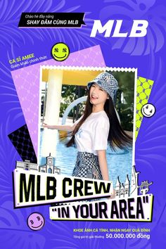 an advertisement for the m i b crew in your area, featuring a girl with long hair