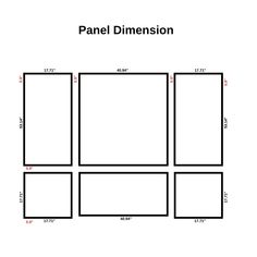 a panel diagram with the size and measurements for each panel, which is divided into four sections