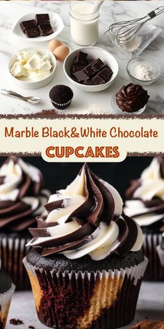 marble black and white chocolate cupcakes