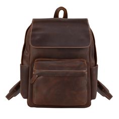 Elevate your daily commute with our Vintage Leather Backpack, seamlessly combining timeless style with practical functionality.   Crafted from high-quality genuine leather, this rucksack not only exudes a vintage charm but also ensures lasting durability. The spacious interior is thoughtfully designed to accommodate your everyday essentials, featuring a dedicated laptop sleeve (fits laptop up to 15. 6''), wide shoulder straps for comfort, convenient side pockets, and elegant brass metal parts. Outer 100% vegetable tanned, genuine saddle (cowhide) leather, which develops worn look patina. Inner 70% polyester, 30% cotton cloth lined. Use professional leather caring kit. Patina is the unique character of the saddle leather. Rub at the patina with your fingers to lighten it.  Wipe clean with d Classic Waxed Finish Backpack, Classic Waxed Finish Standard Backpack, Classic Leather Backpack With Waxed Finish, Classic Leather-backed Backpack For Everyday Use, Classic Backpack With Leather Lining For Daily Use, Classic Soft Leather Backpack For Everyday, Vintage Backpack With Leather Lining For Everyday Use, Classic Everyday Backpack With Waxed Finish, Classic Leather Satchel Backpack For On-the-go