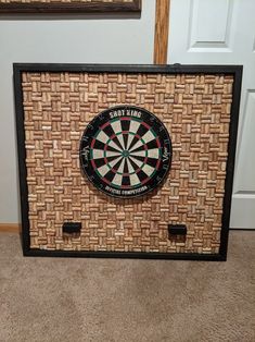 a close up of a dart board on the floor