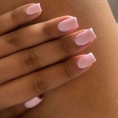 Simple Spring Nails Short, Pink Simple Nails, Short Simple Nails, Nails Aesthetic Pink, Nails Shorties, Plain Acrylic Nails, Plain Nails, Girly Acrylic Nails, Basic Nails