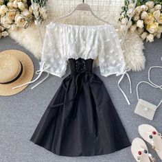 Ingvn - New Fashion Sexy Off Shoulder Patchwork Summer Short Dress Party Flower Chiffon Slim Waist Club Fashion, People Women, Short Summer Dresses, Casual Evening, Crop Top Outfits, Party Dress Short, Club Style, Slim Waist, Beach Dress